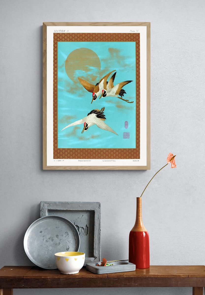 Three Sarus Cranes by G.A. Audsley — Art Print. — room view 3