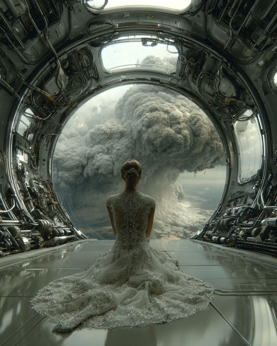 Bride in Space — Surrealism Print. poster detail