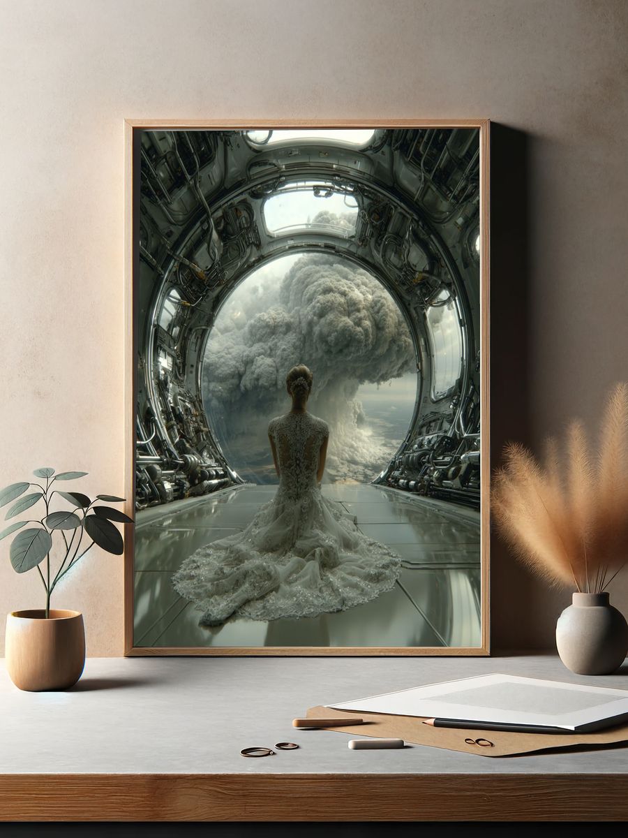 Bride in Space — Surrealism Print. — room view 2