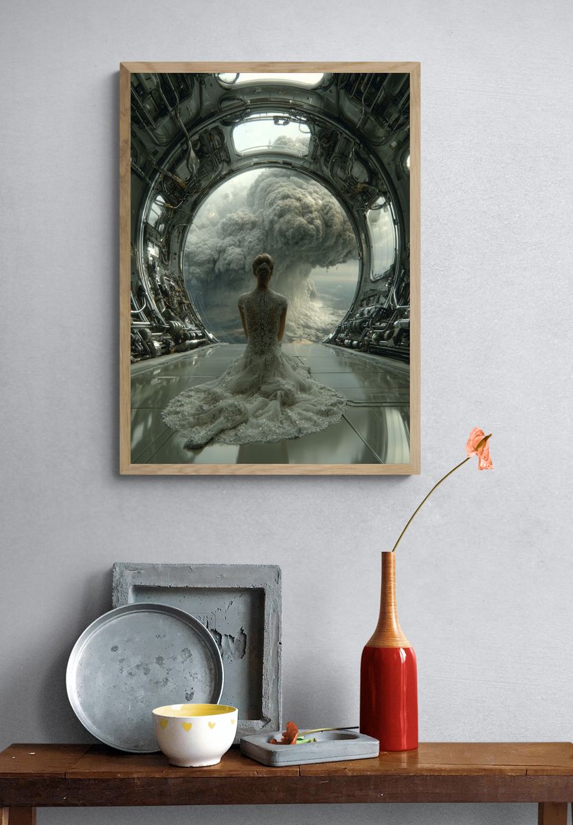 Bride in Space — Surrealism Print. — room view 3