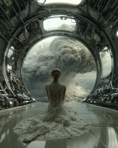 Bride in Space — Surrealism Print. poster