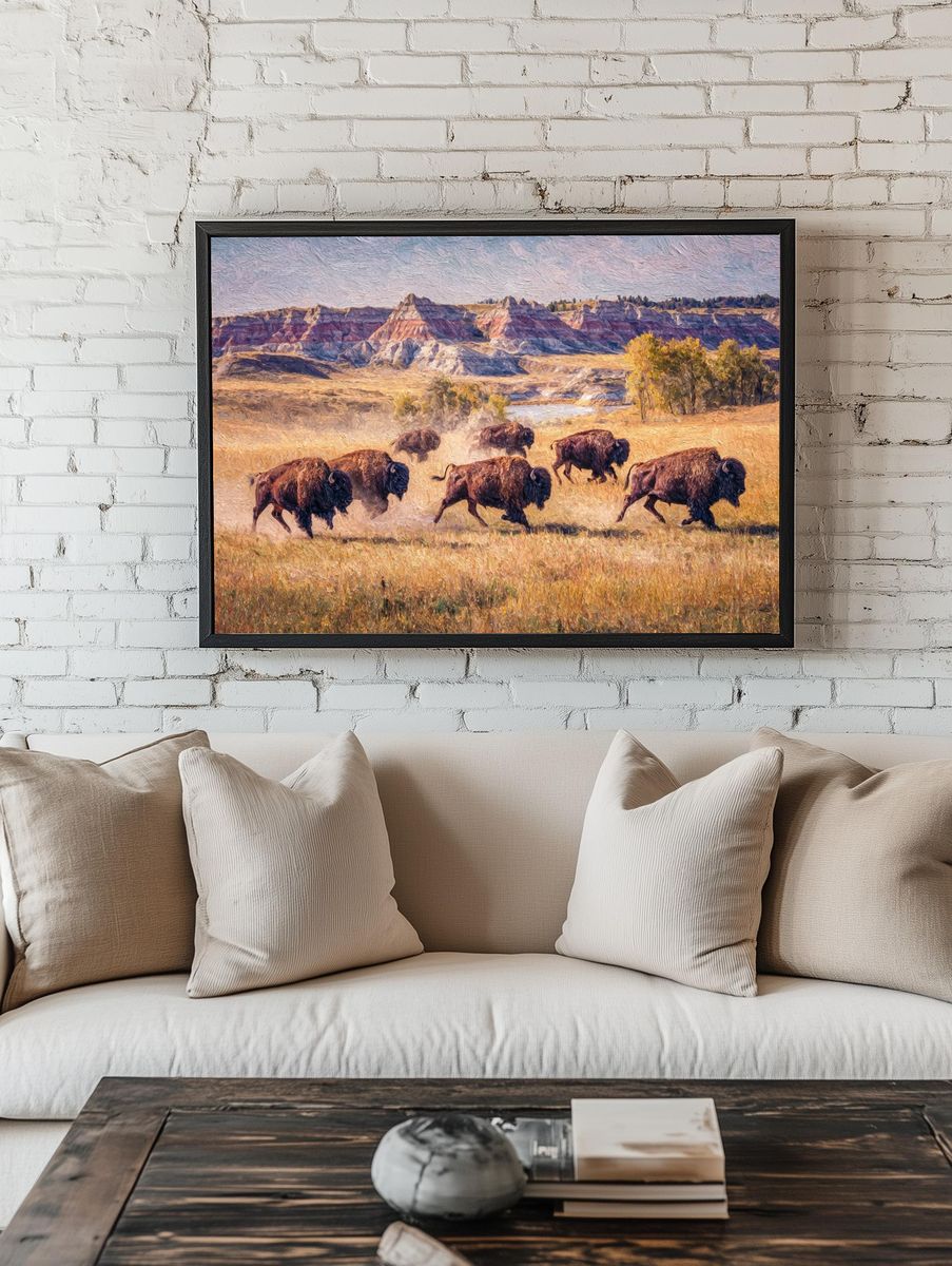 Bison Herd on the Prairie Print. — room view 1