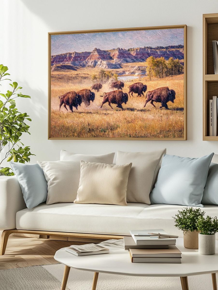 Bison Herd on the Prairie Print. — room view 2