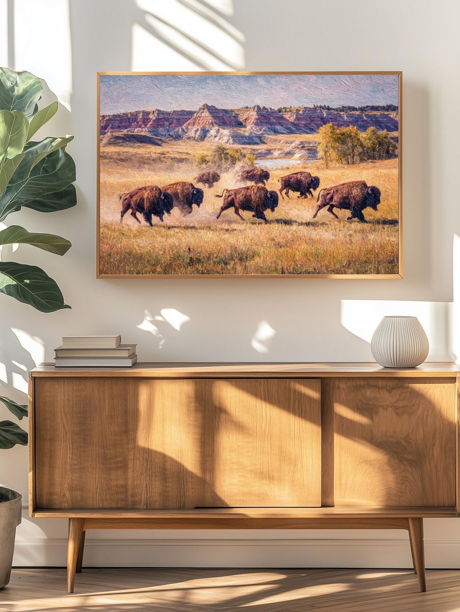 Bison Herd on the Prairie Print. — room view 3