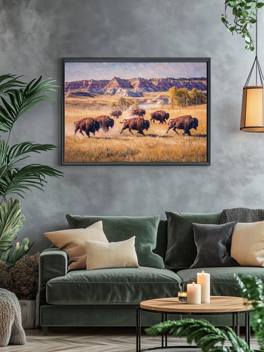 Bison Herd on the Prairie Print. — room view 4