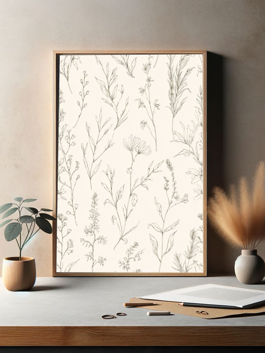 Botanical Line Art Poster. — room view 2