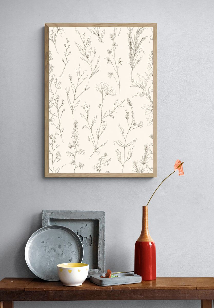 Botanical Line Art Poster. — room view 3