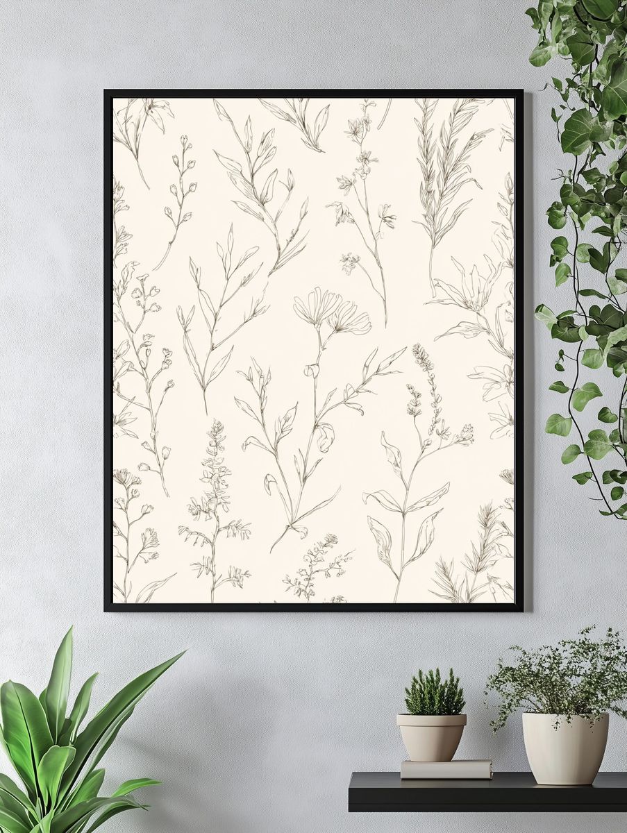Botanical Line Art Poster. — room view 4