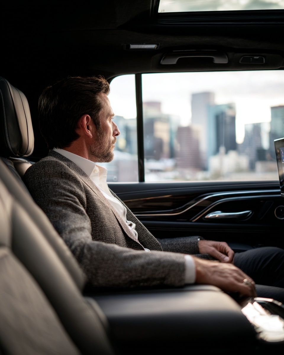 Businessman in Luxury Car — Photography Print. poster detail