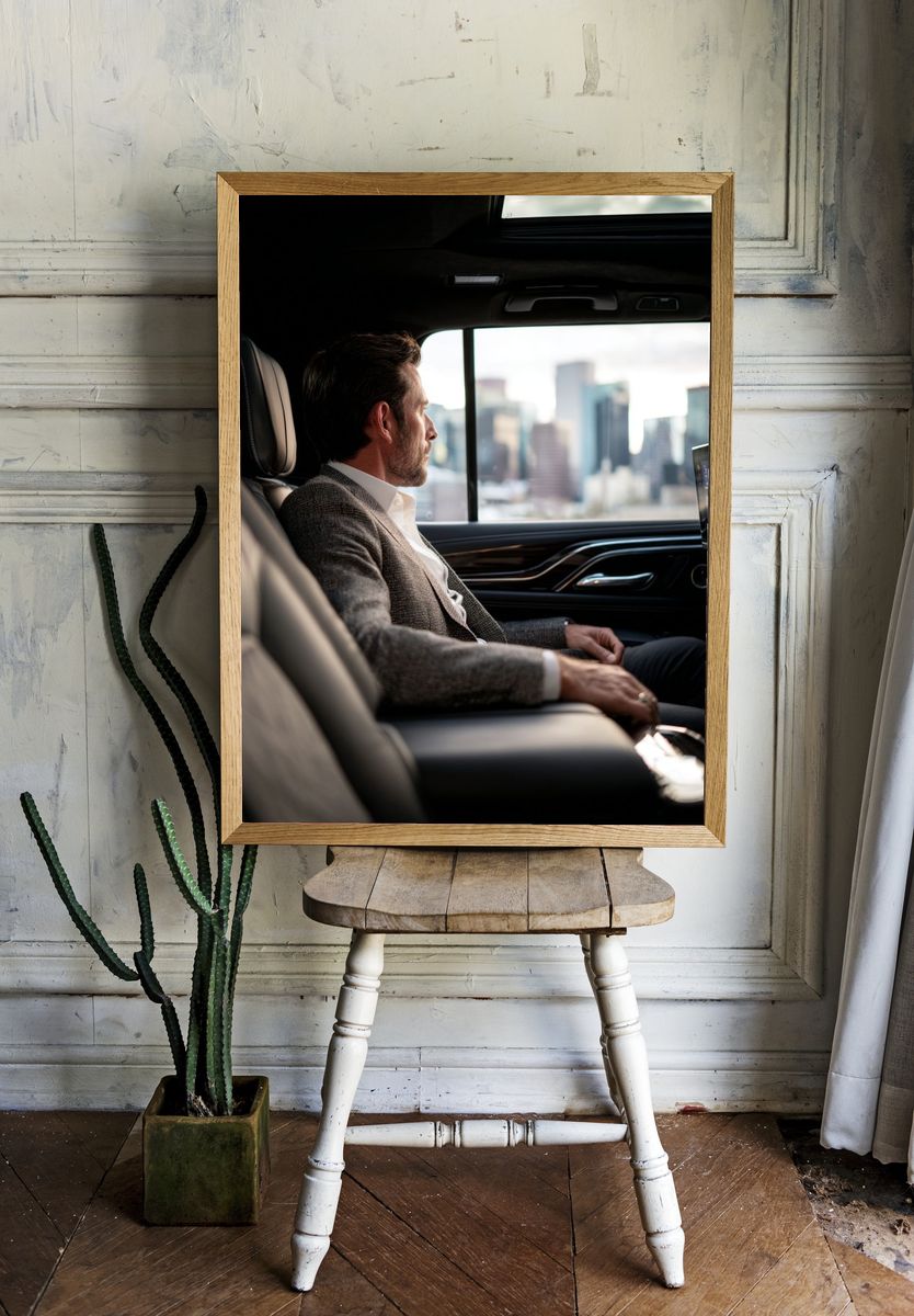 Businessman in Luxury Car — Photography Print. — room view 1