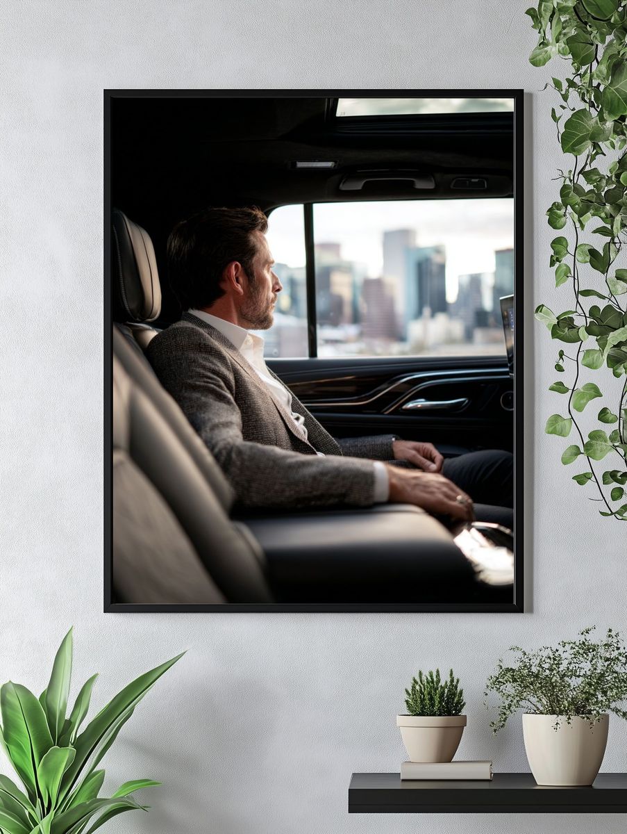 Businessman in Luxury Car — Photography Print. — room view 4