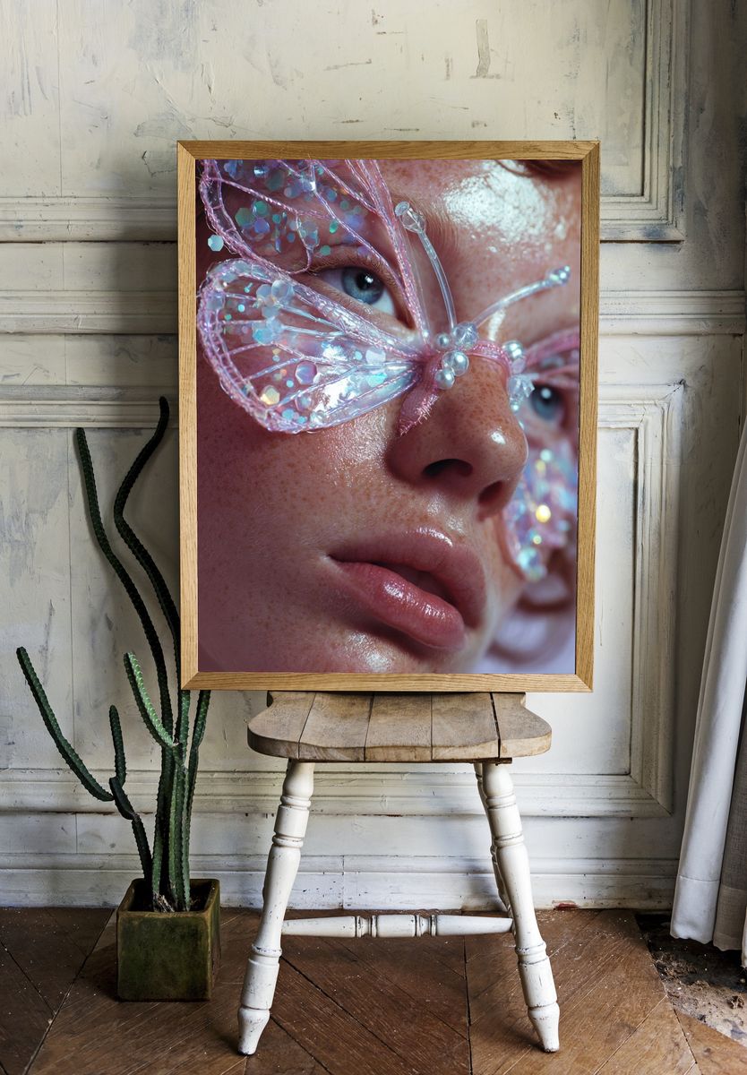 Butterfly Mask Portrait Poster. — room view 1