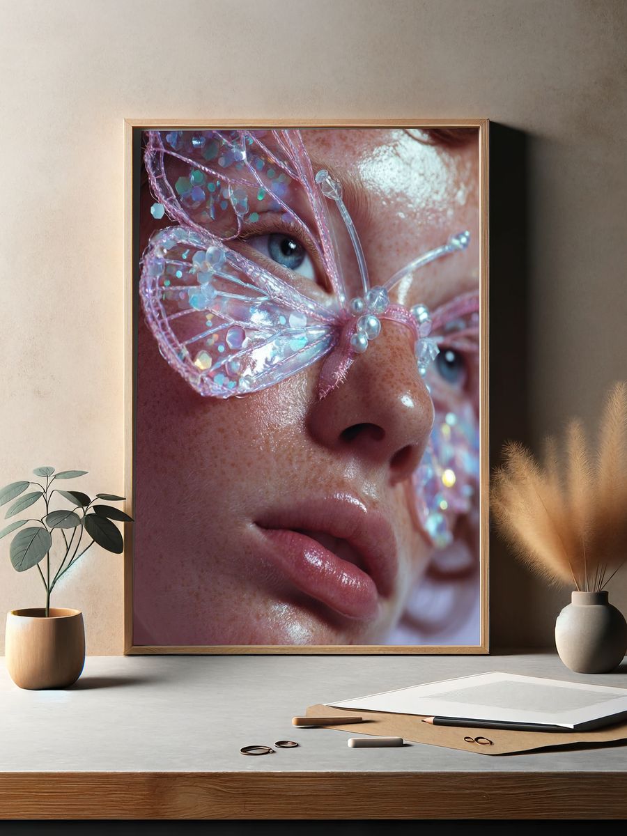 Butterfly Mask Portrait Poster. — room view 2