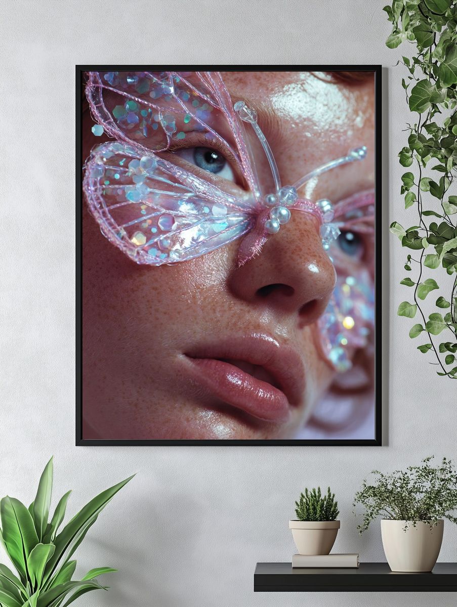 Butterfly Mask Portrait Poster. — room view 4