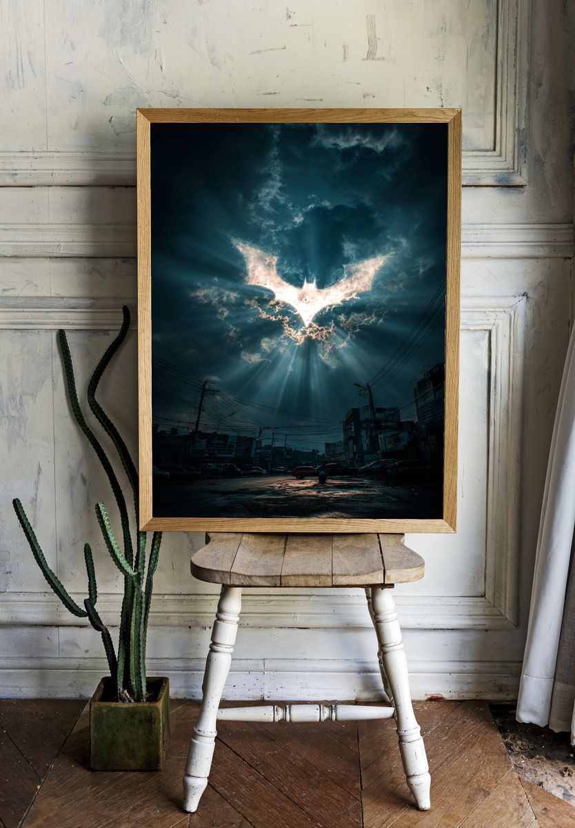 Batman Symbol in the Sky — Dark Art Print. — room view 1