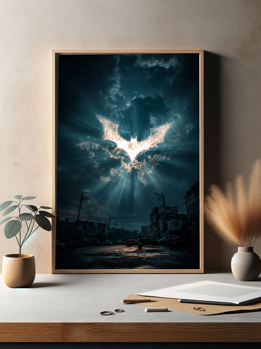 Batman Symbol in the Sky — Dark Art Print. — room view 2