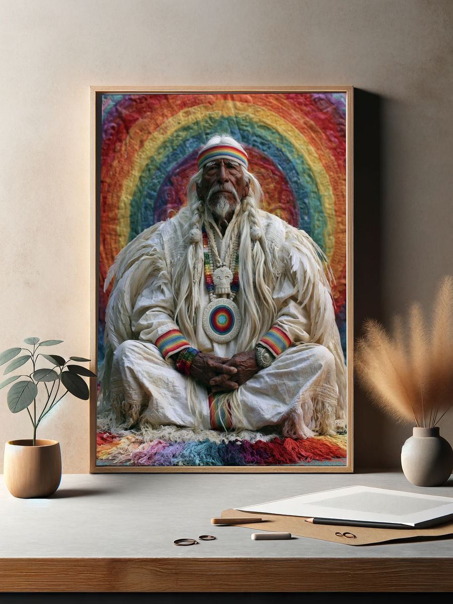 Rainbow Shaman Portrait Poster. — room view 2