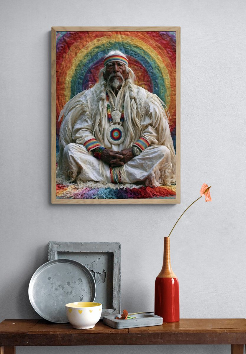 Rainbow Shaman Portrait Poster. — room view 3