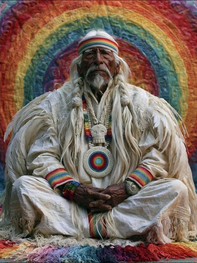 Rainbow Shaman Portrait Poster. poster