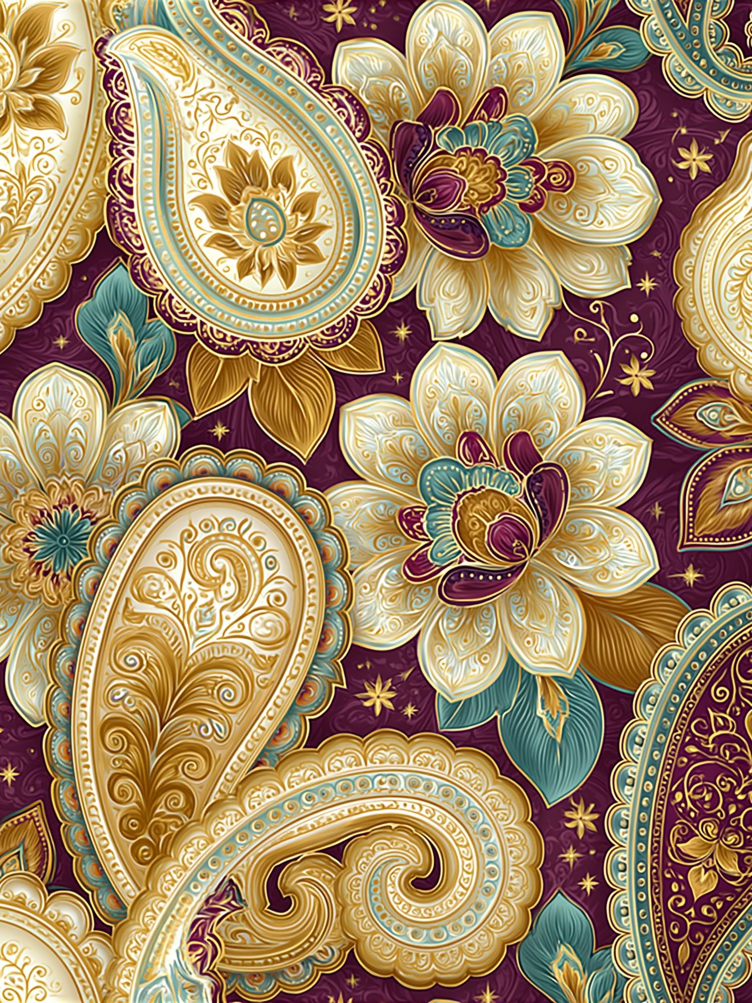 Ornate Paisley Floral Poster. poster detail