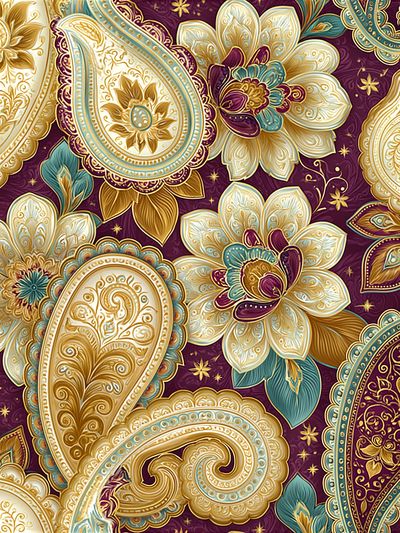 Ornate Paisley Floral Poster.
