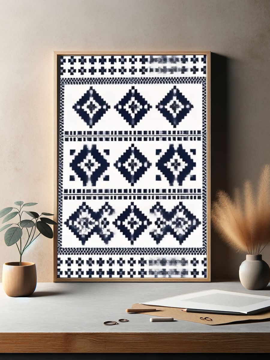 Geometric Indigo Pattern Poster. — room view 2