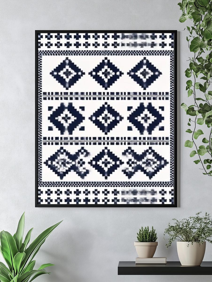 Geometric Indigo Pattern Poster. — room view 4
