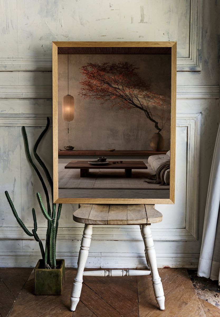 Japandi Interior with Maple Branch Poster. room preview