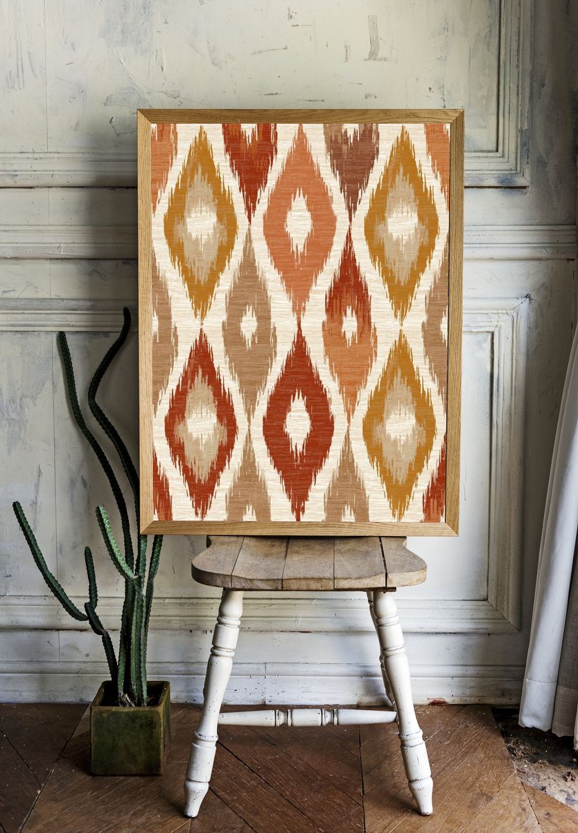 Boho Ikat Pattern Print. room preview