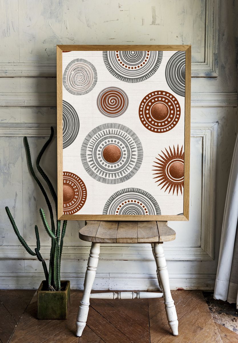 Boho Circle Pattern Print. room preview