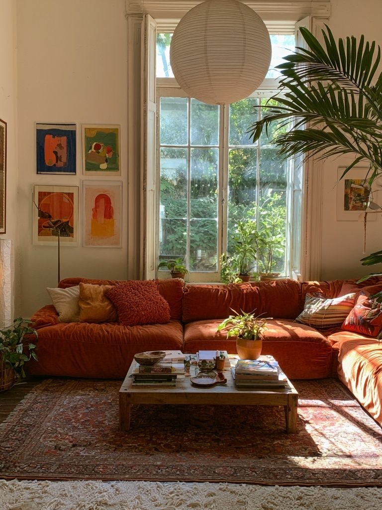 Sunlit Boho Living Room Poster. poster detail