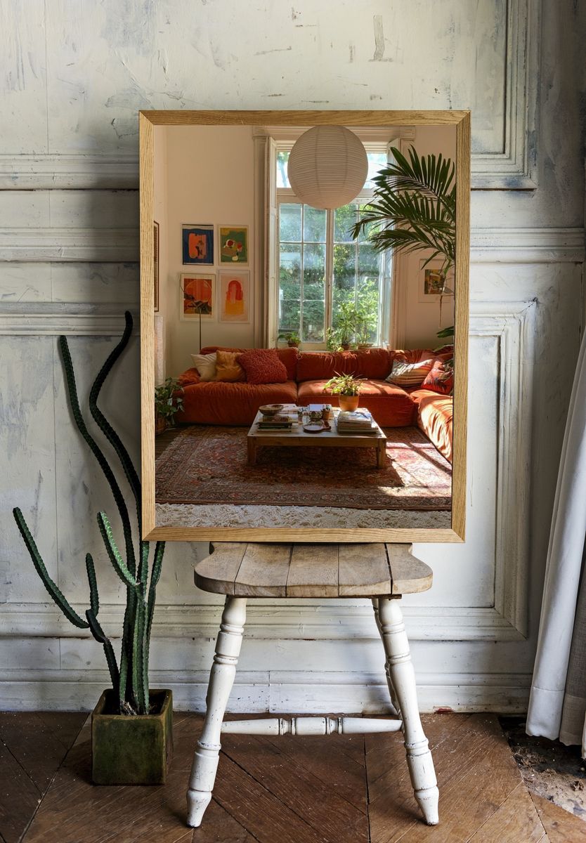 Sunlit Boho Living Room Poster. — room view 1