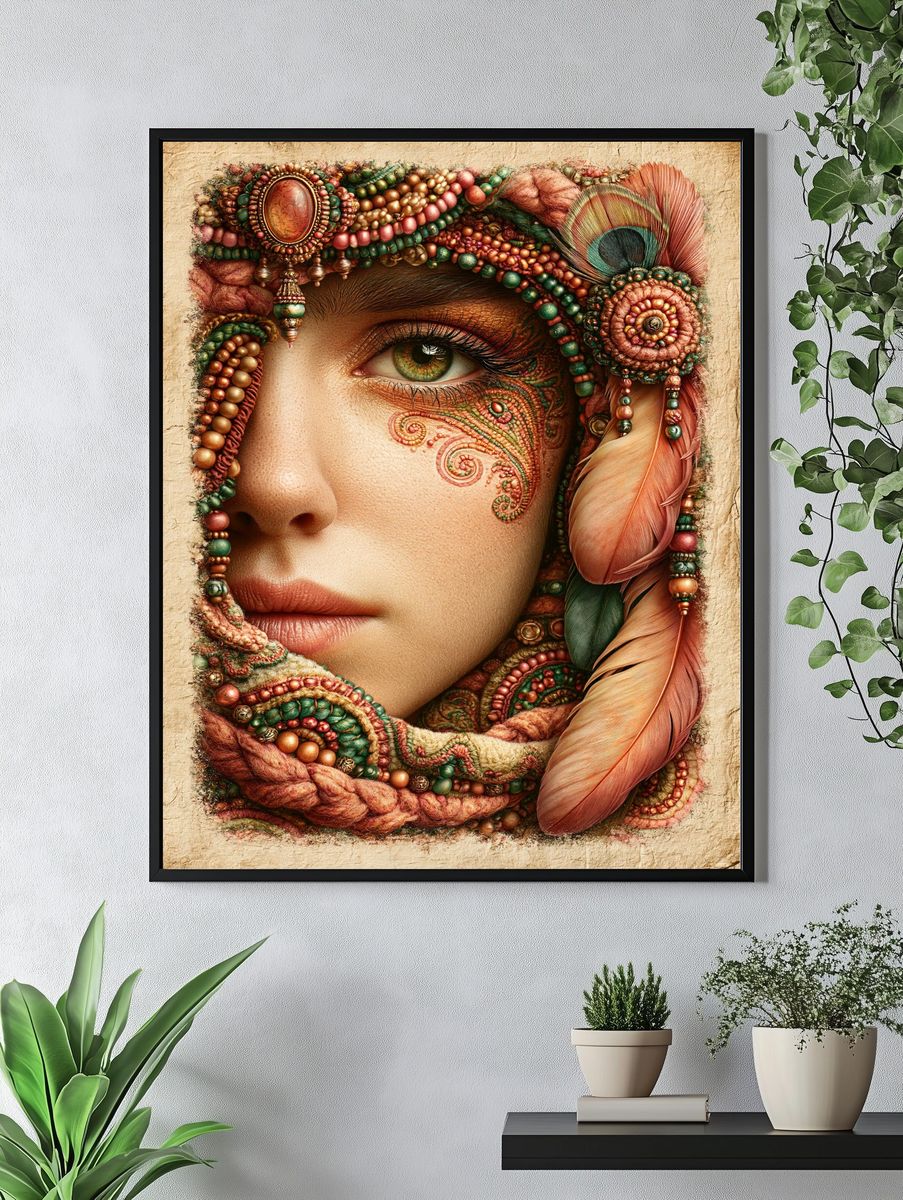 Bohemian Portrait Print. — room view 4