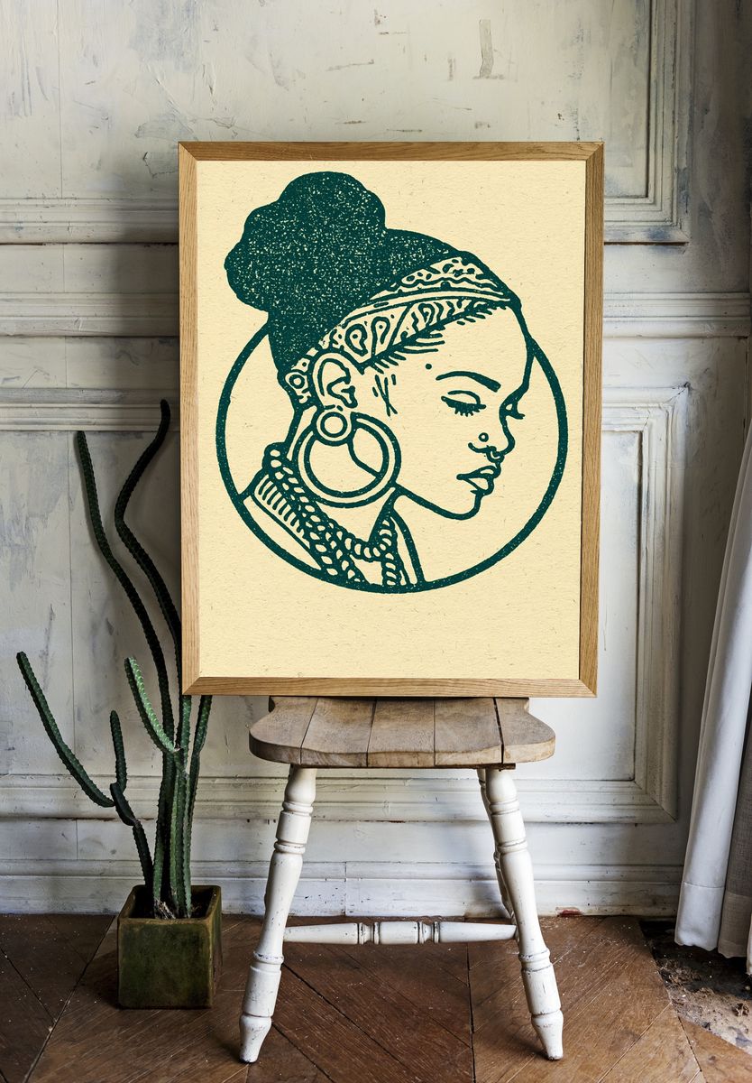 Bohemian Woman Portrait Print. — room view 1