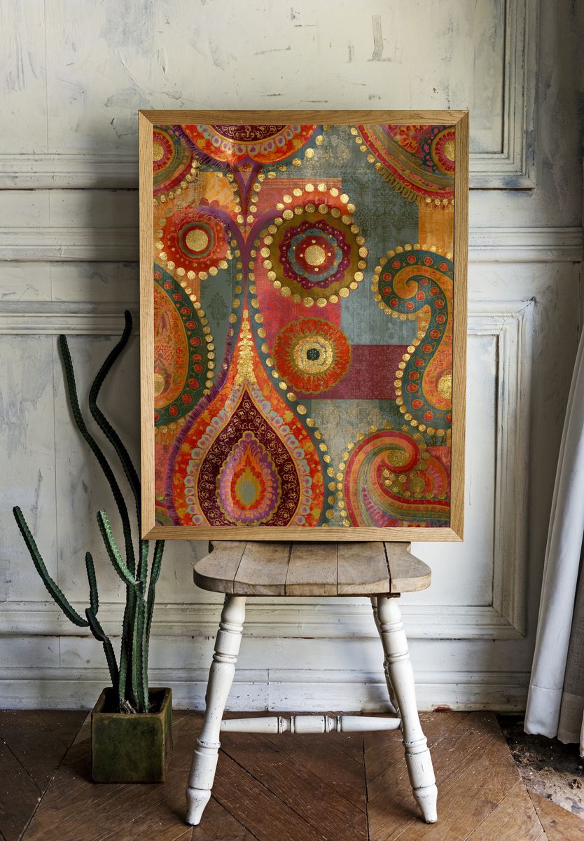 Ornate Paisley Mosaic Poster. — room view 1