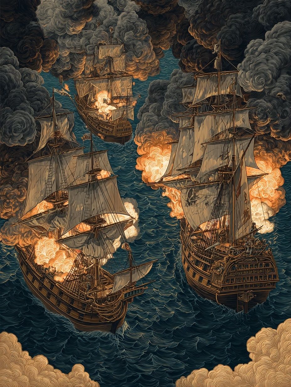 Battle of the Ships — Illustration Print. poster — illustration art