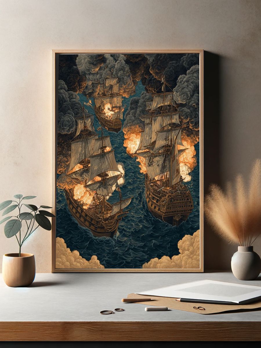 Battle of the Ships — Illustration Print. — room view 2