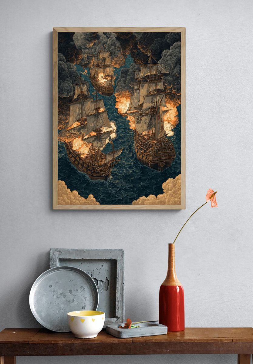 Battle of the Ships — Illustration Print. — room view 3