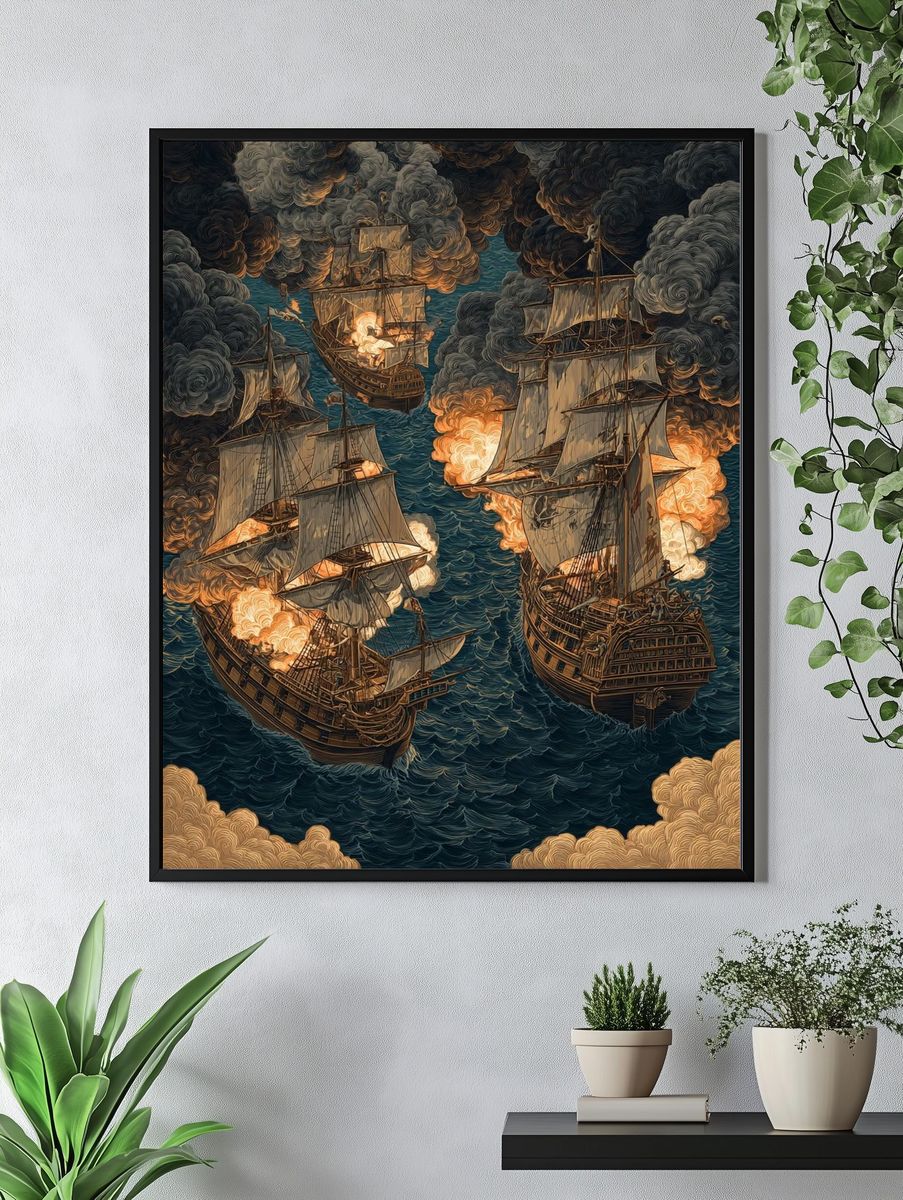 Battle of the Ships — Illustration Print. — room view 4