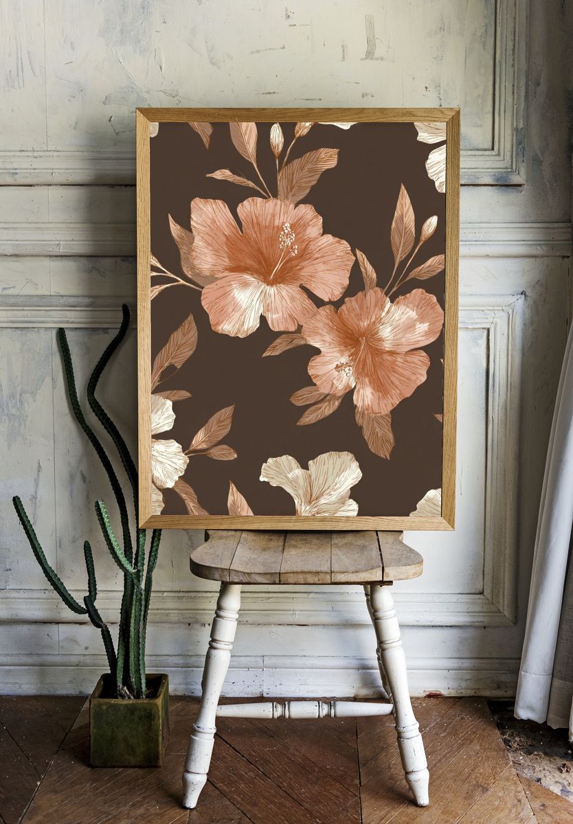 Tropical Hibiscus Floral Print. — room view 1