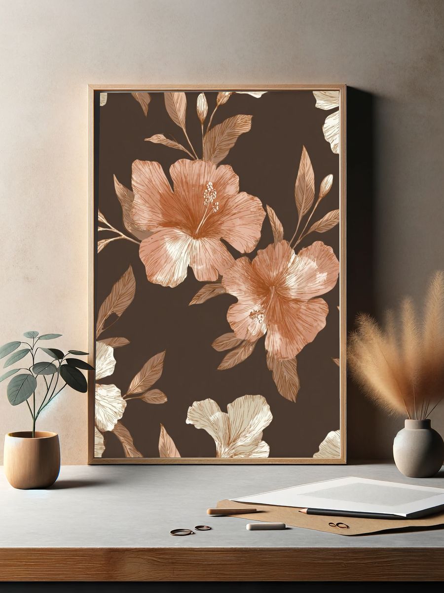 Tropical Hibiscus Floral Print. — room view 2