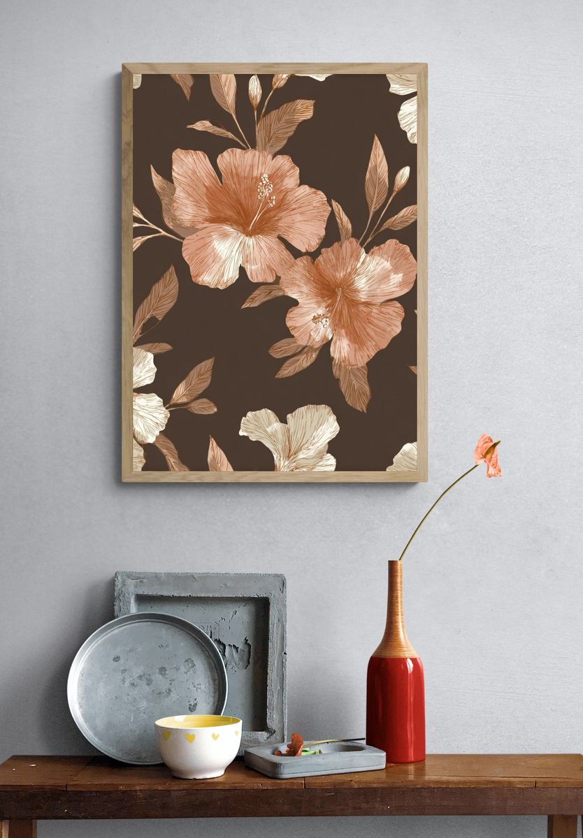 Tropical Hibiscus Floral Print. — room view 3