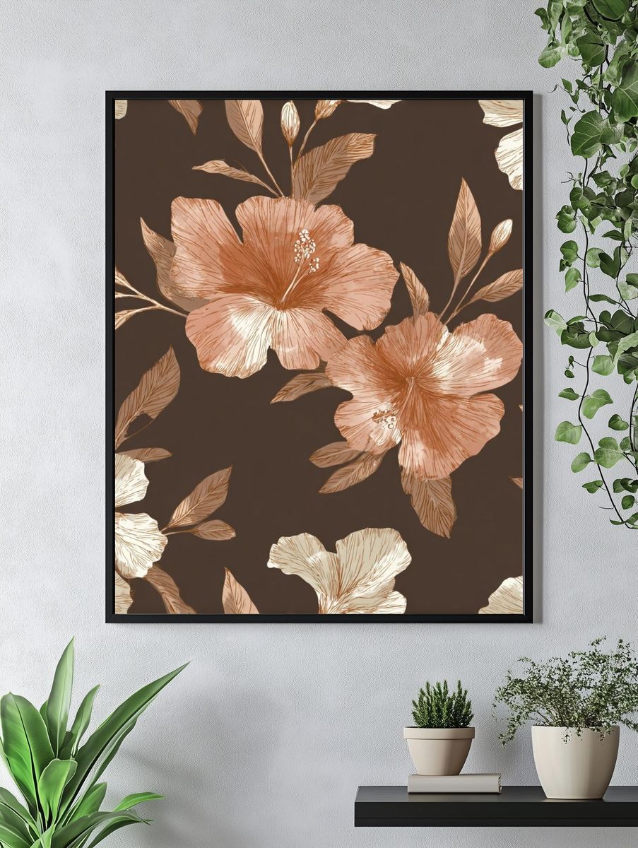 Tropical Hibiscus Floral Print. — room view 4