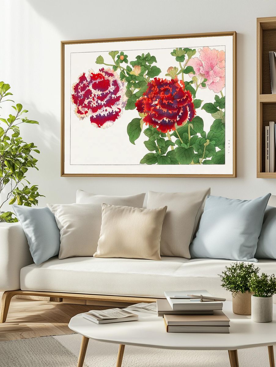 Peony Botanical Illustration Poster. — room view 2