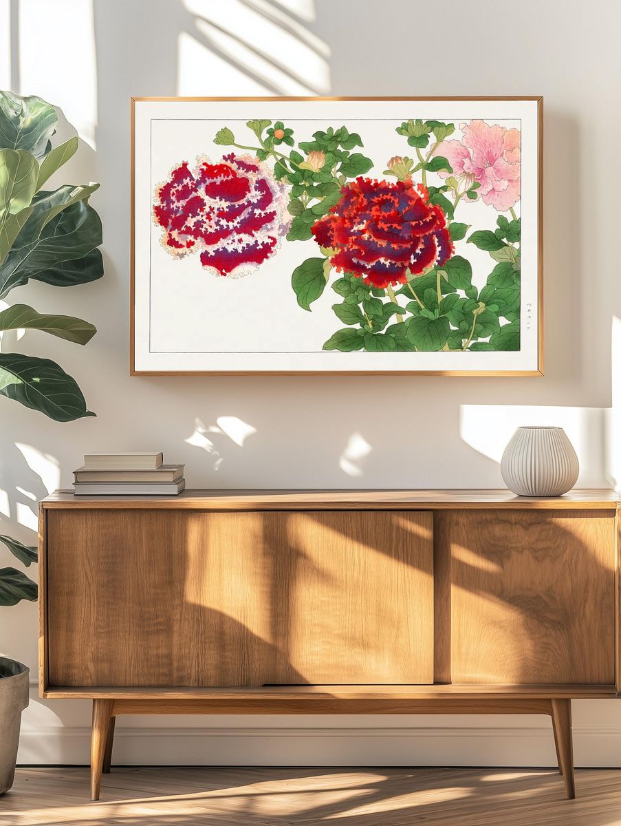 Peony Botanical Illustration Poster. — room view 3