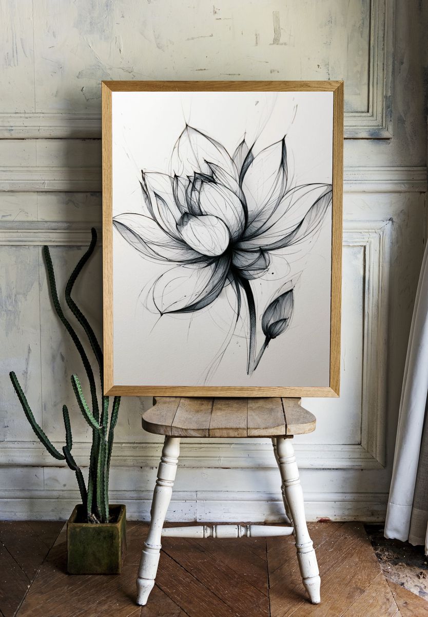 Peony Bouquet Botanical Print. — room view 1