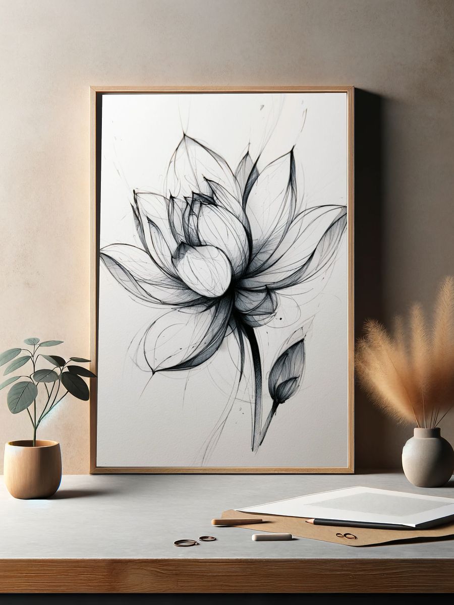 Peony Bouquet Botanical Print. — room view 2