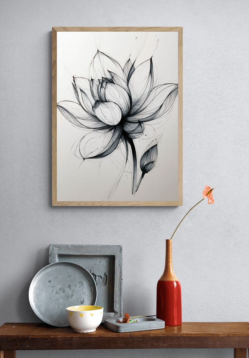 Peony Bouquet Botanical Print. — room view 3