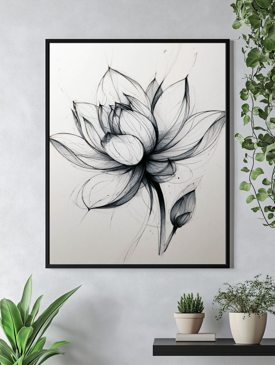 Peony Bouquet Botanical Print. — room view 4