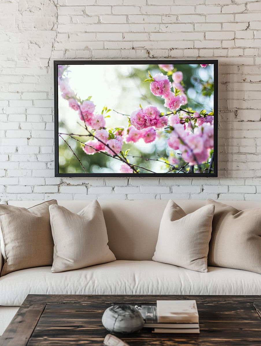 Pink Cherry Blossoms Photography Poster room preview